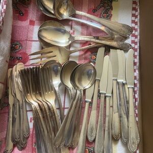 Vintage Silver-Tone Flatware Set - Mixed Pieces in Silver plate 47 pieces
